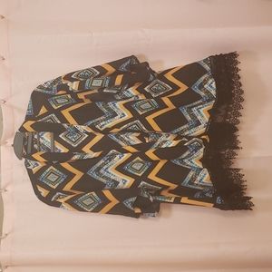 Colorful orange and black  open caftan